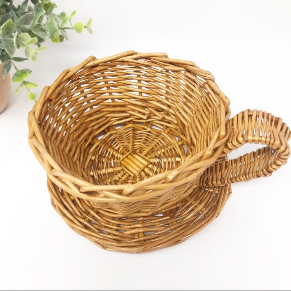 Boho Wicker Coffee Mug Shaped Basket - Picture 3 of 5